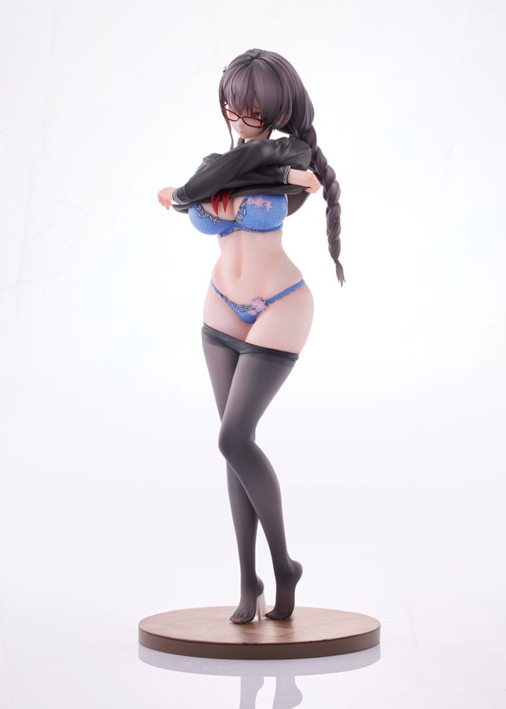 Original Character PVC Statue 1/6 Gap Glasses Girl Who Doesn't Want To Take Physical Education Class 28 cm Scalefiguren Yokina